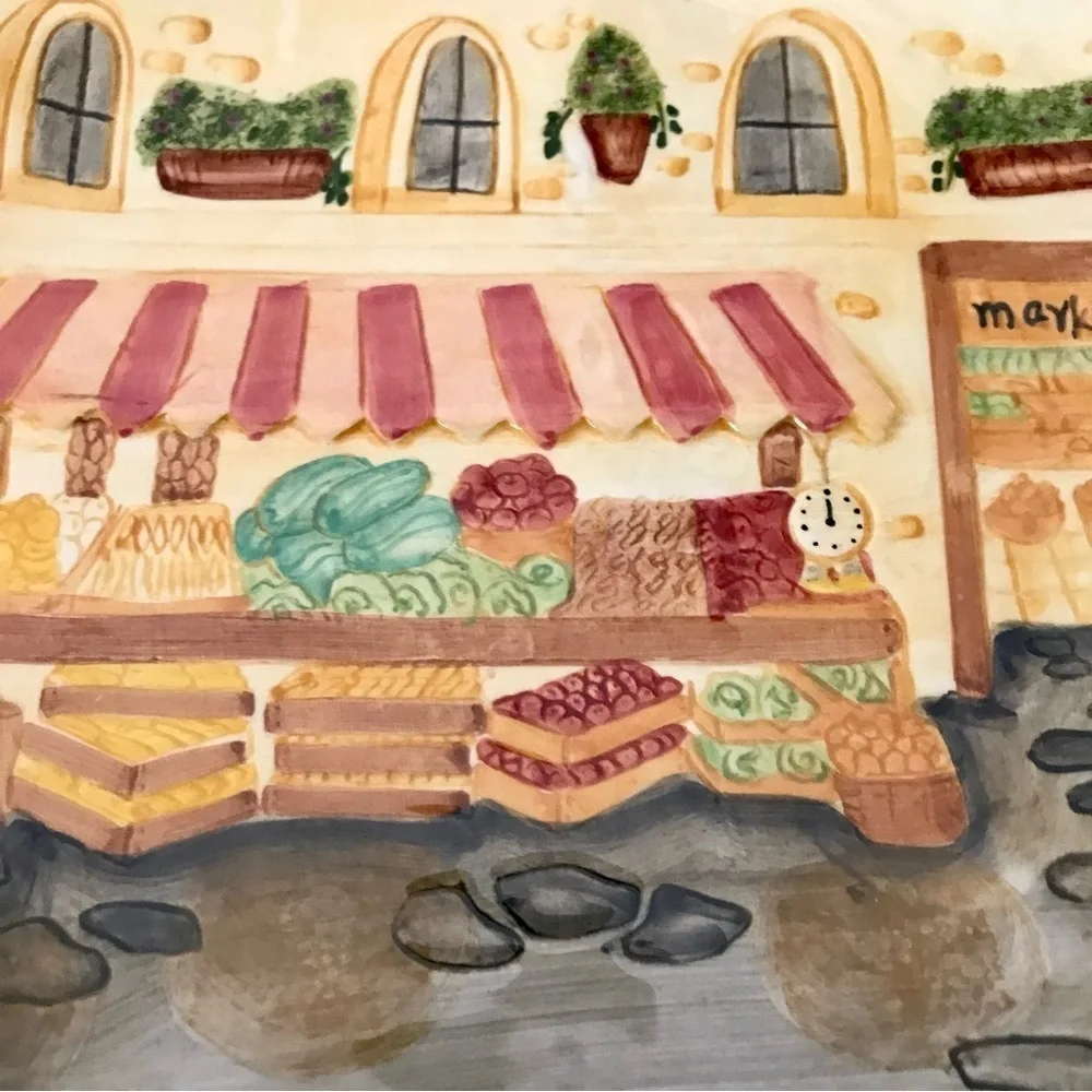 3-D Plate, Bella Casa by Ganz, 10”, “The Market”, Colorful and Fun!